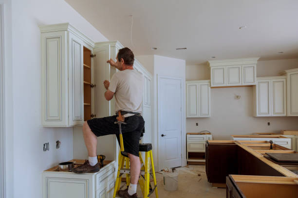 Kitchen island installation in Winsted by JMT Kitchen Cabinet